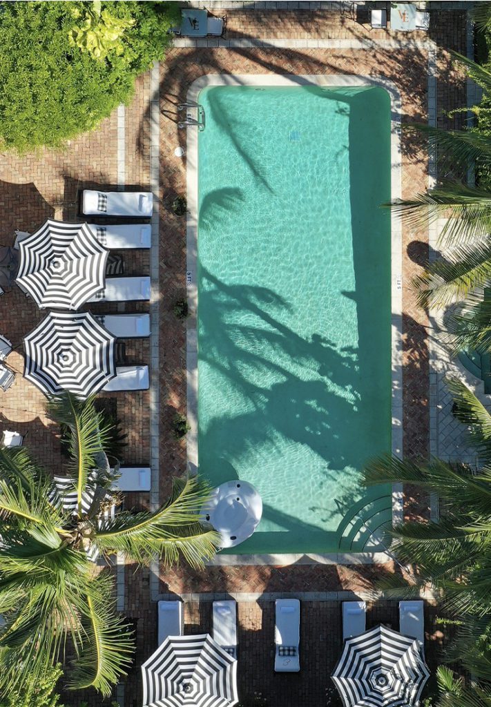 Top-down view of the pool at The Escalante Hotel in Naples, Florida