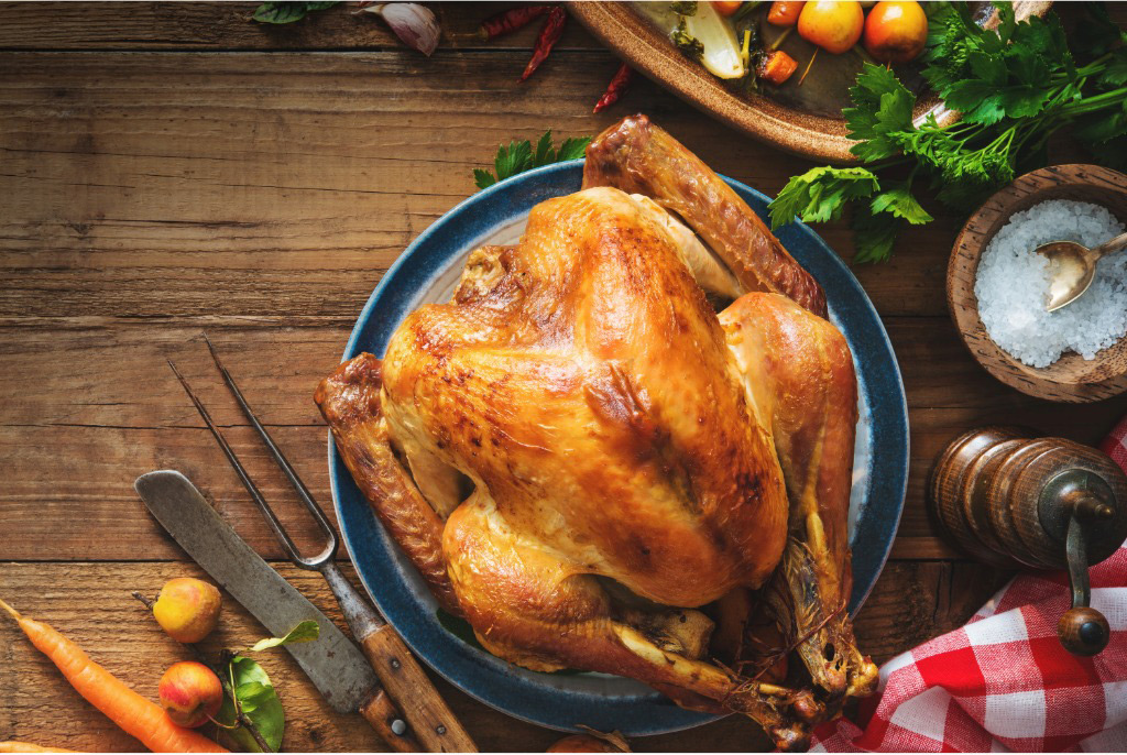 Roasted turkey on a platter